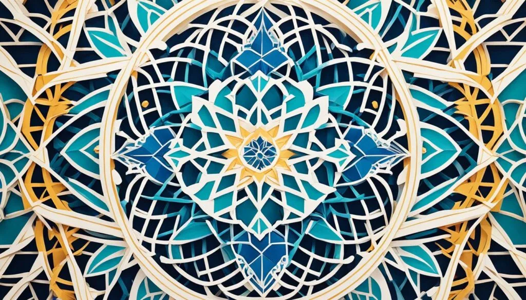 Symmetrical geometric patterns in Islamic art
